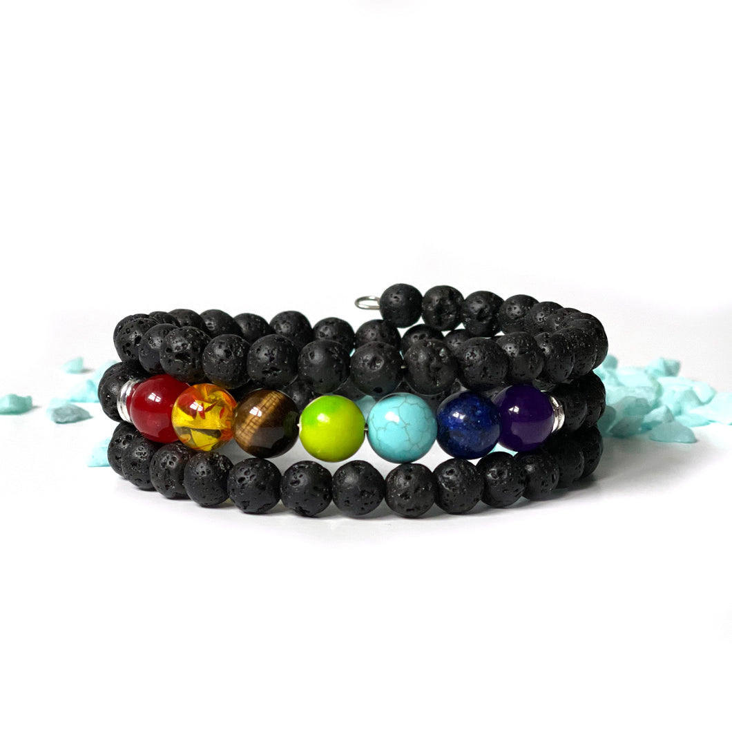 Goddess Power Bracelet With Lava Stone & 7 Chakra Healing Stones